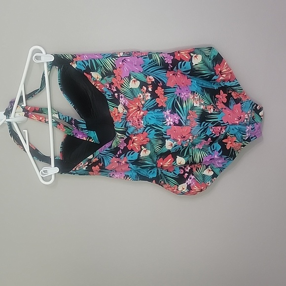 Catalina Green Blue Red Flowered One Piece Swim Suit Size 3x Or 22W - 24W - Picture 3 of 4
